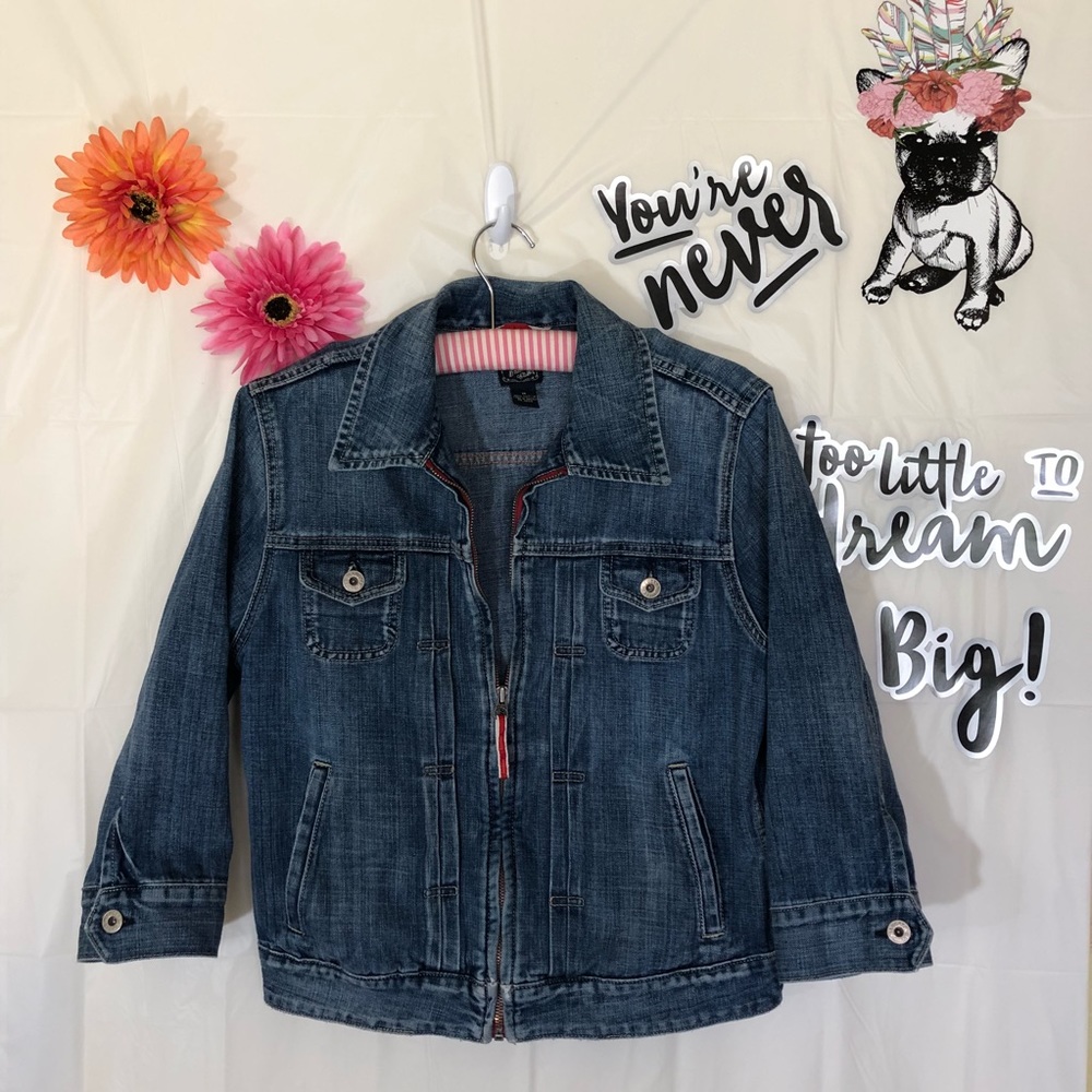 Lucky Brand Jean Jacket Zip-up 3/4 sleeve Med
